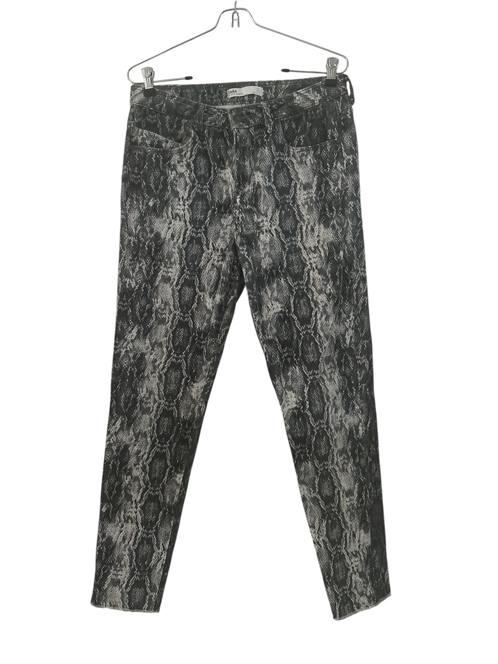 Zara Snake Print Slim Jeans Black/Grey sz 8